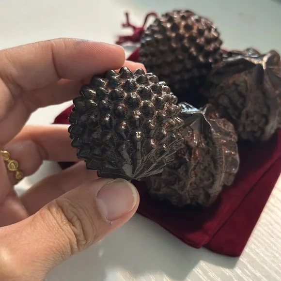 Wooden Carved Decor Set Rustic Sculpture Balls Home Decor - Picture 3 of 5